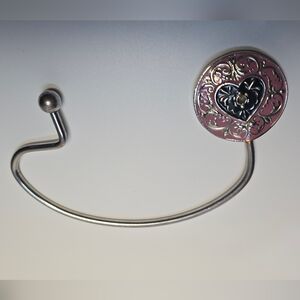 GANZ Silver and Pink Heart Handbag Hook